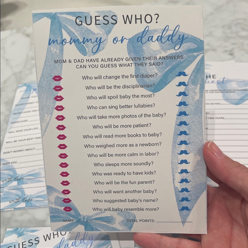 Baby Shower Game Cards